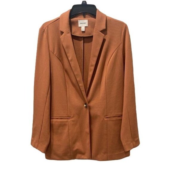 Nine West Jackets & Blazers - Nine West Women's Relaxed Fit Blazer Fall Mocha Frosting Rust WMN's sz M pockets